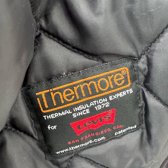 Levi's Trucker Bomber Jacket Thermore Thermal Diamond Lined Black Size M - Picture 6 of 6